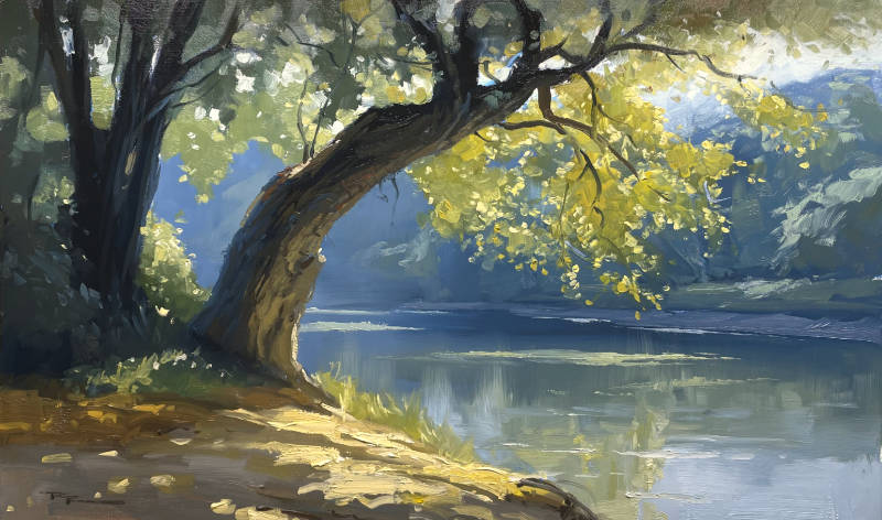 'The River Bend" 10x1" Oil on Board by Richard Robinson